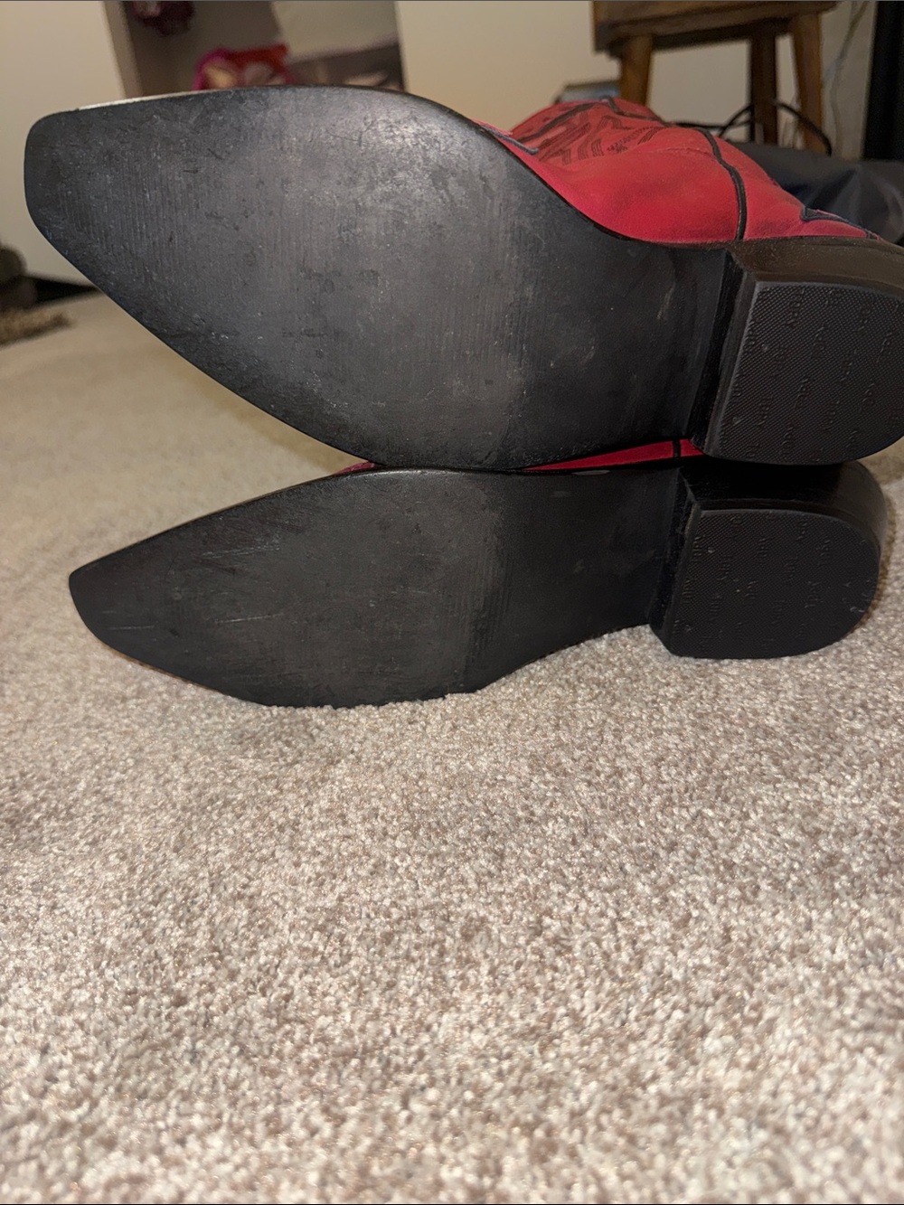 Coldwater Creek Red Leather Western Boots with Black Details - Picture 5 of 11